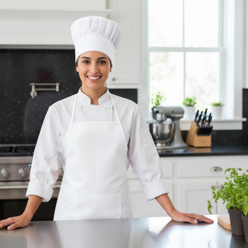 Zestaw małego kucharza, fartuch kuchenny i czapka kucharska, rozmiar dziecięcy | Nedina Biały VA063-02 (1)