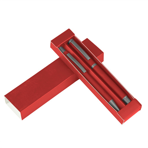 Zestaw piśmienny, długopis i pióro kulkowe czerwony V1957-05 