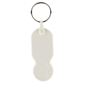 Plastikowy brelok z żetonem 1 € / Key01 Biały