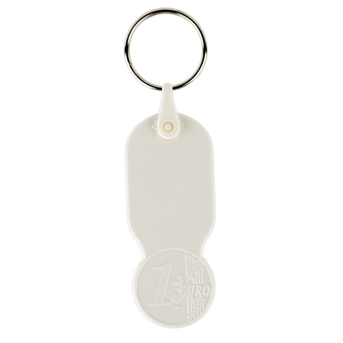 Plastikowy brelok z żetonem 1 € / Key01 Biały IP14070600 
