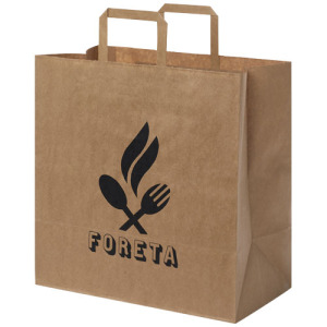 Torba z papieru Kraft z płaskimi uchwytami – 34 x 20 x 35 cm Kraftowy brąz