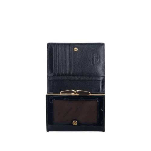 Damski portfel WITTCHEN z lakierowanej skóry z monogramem mały Czarny WITT34-1-070 (1)