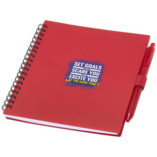 Niove zestaw notatnik w miękkiej okładce z tworzyw sztucznych pochodzących z recyklingu i długopis (niebieski tusz) Czerwony 10629821 (1)