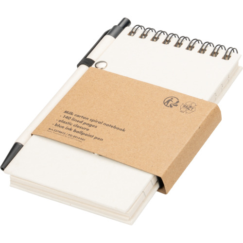 Notes A6 w linie z kartonu po mleku z długopisem AUSTIN Beżowy 374613 (4)