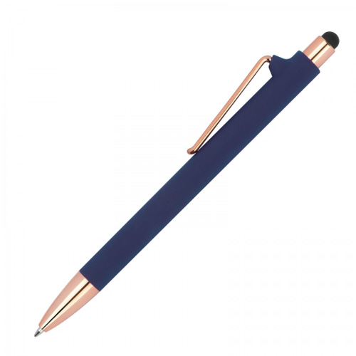 Długopis plastikowy soft touch LENA Granatowy 1387344 (1)