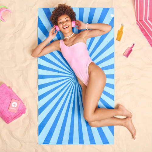 Szybkoschnący ręcznik plażowy R-PET 100×180 cm, sublimacja Niebieski LT97215-N0011 (3)
