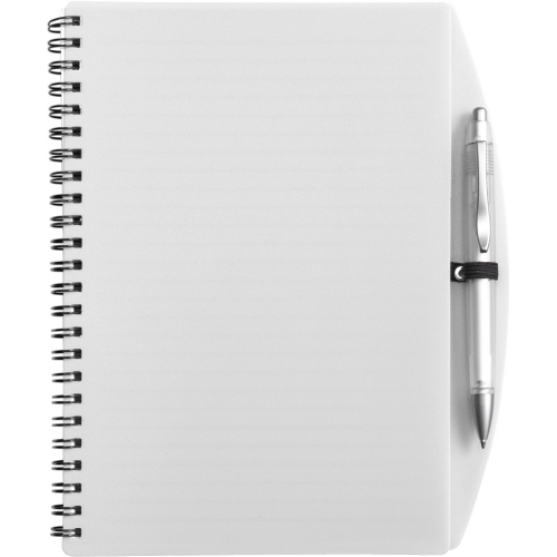 Notatnik A5 (kartki w linie)  z długopisem biały V2387-02 
