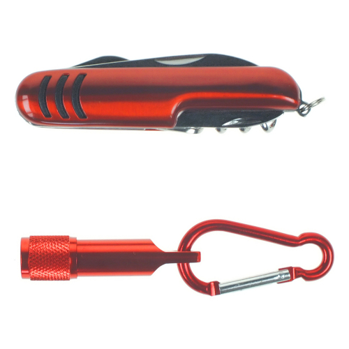 Zestaw narzędzi, narzędzie wielofunkcyjne/ scyzoryk, latarka czerwony V7710-05 (1)