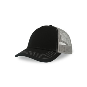 Czapka Trucker 5-panelowa Bawełniana z Siateczka - Black & Grey