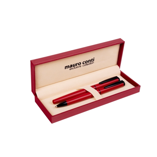 Zestaw piśmienny Mauro Conti, długopis i pióro kulkowe czerwony V4831-05 