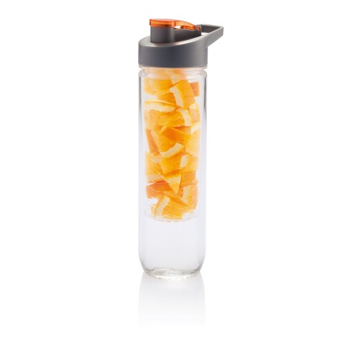 Bidon, butelka sportowa 800 ml z pojemnikiem na lód lub owoce pomarańczowy V7834-07 