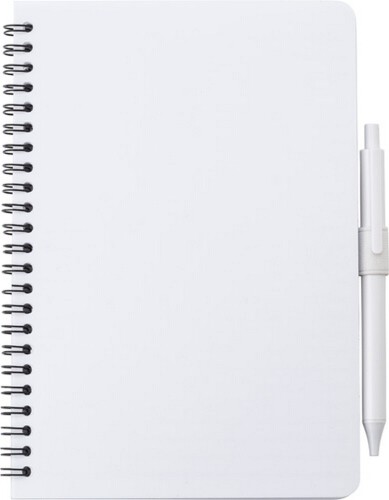 Antybakteryjny notatnik ok. A5 z długopisem biały V0239-02 (3)