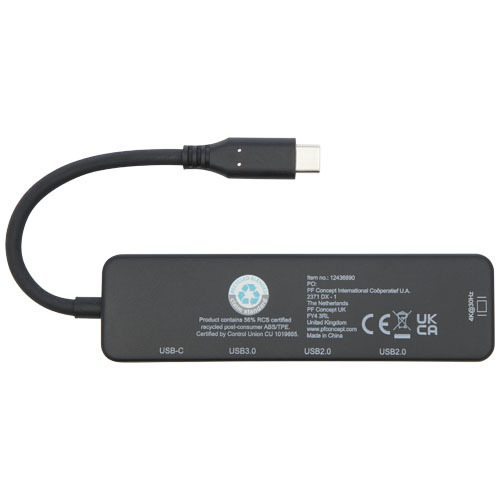 Loop adapter multimedialny USB 2.0-3.0 z portem HDMI wykonany z tworzyw sztucznych pochodzących z recyklingu z certyfikatem R Czarny 12436890 (4)