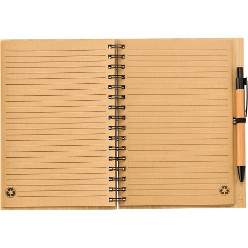 Bambusowy notatnik A5, długopis drewno V0200-17 (3)