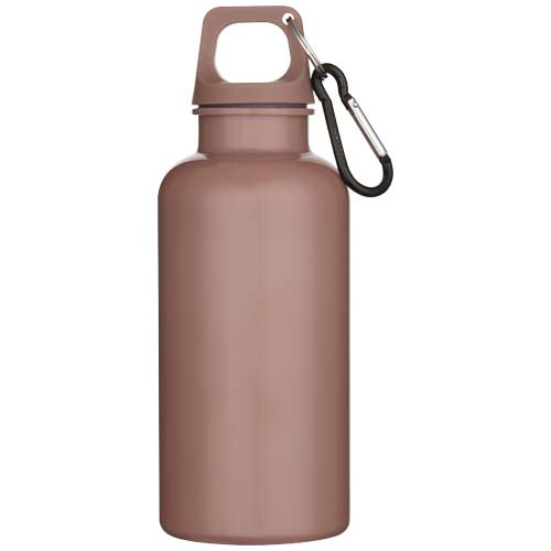 Oregon butelka na wodę o pojemności 400 ml z w jednolitym kolorze z karabińczykiem, wykonana z tworzyw sztucznych pochodzących z recyklingu z certyfikatem RCS  Przygaszony róż 10086340 (2)