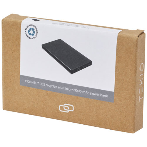 Connect powerbank o pojemności 5000 mAh z aluminium RCS pochodzącego z recyklingu  Czarny 12434990 (8)