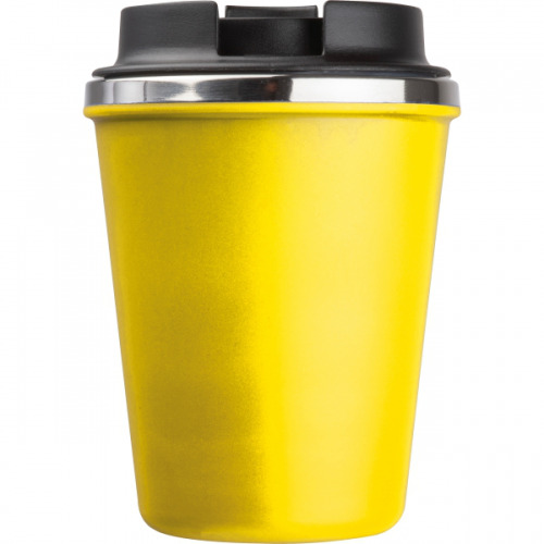 Kubek termiczny 350 ml z powłoką z recyklingu METODY żółty 8496208 (6)