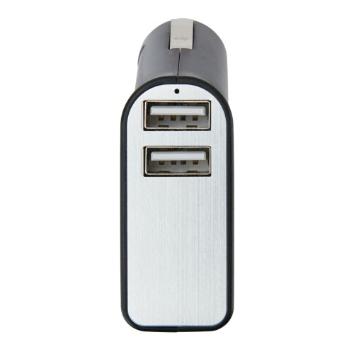 Ładowarka samochodowa USB, młotek bezpieczeństwa, przecinak do pasów bezpieczeństwa czarny, srebrny P302.401 (2)