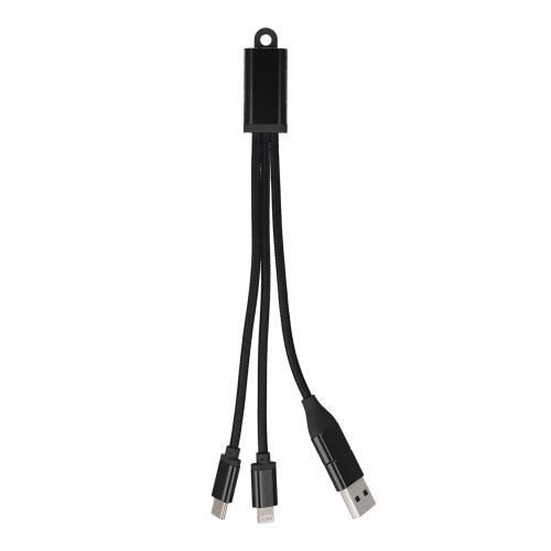Kabel ładujący 2 w 1 USB-A/C do USB-C i Lightning, aluminiowy Czarny LT95664-N0002 