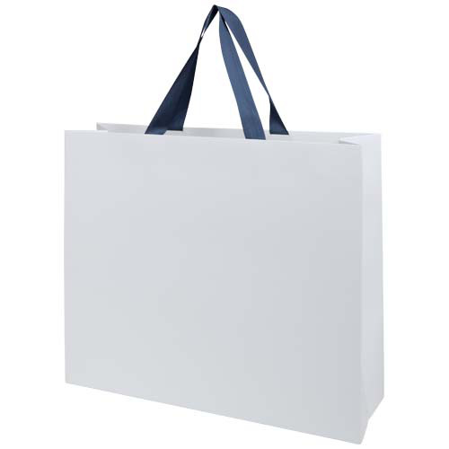 Torba papierowa Smartfold 210 g/m² z uchwytami ze wstążki i błyszczącym laminowaniem – 42 x 12 x 35 cm Niebieski 1ZM01552 (2)