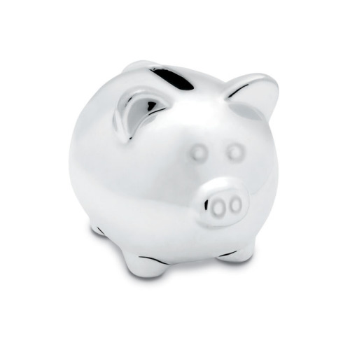 Ceramiczna świnka skarbonka Srebrny błyszczący IT3816-17 