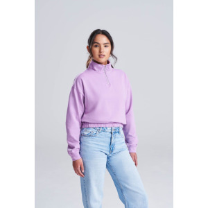 Bluza Damska Krotka Oversize Bawełniana z Zamkiem