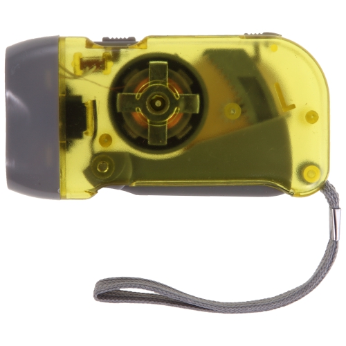 Latarka 2 LED na dynamo, pasek na rękę żółty V5504-08 (1)