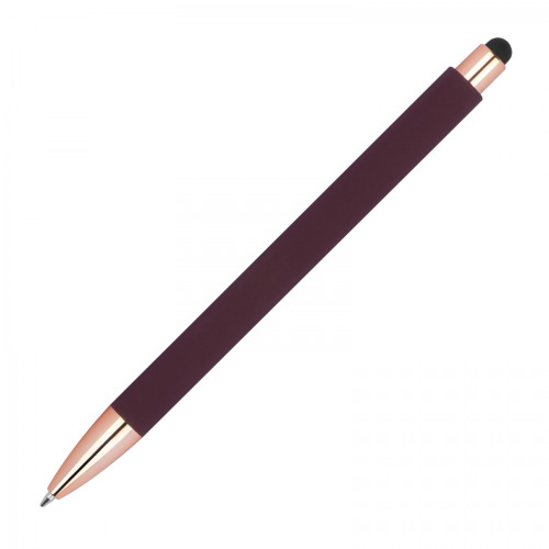 Długopis plastikowy soft touch LENA Bordowy 1387302 (3)