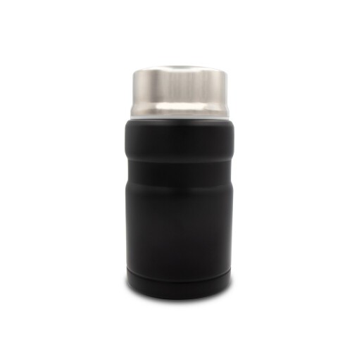 Termiczny pojemnik na żywność 650 ml Air Gifts, składana łyżka czarny V9962-03 (4)