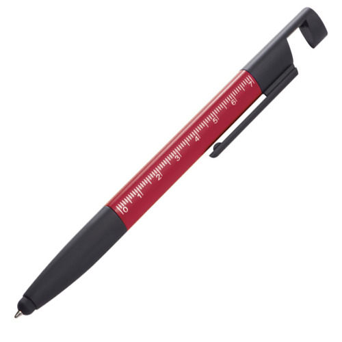 Długopis plastikowy z linijką DAAN czerwony 064205 