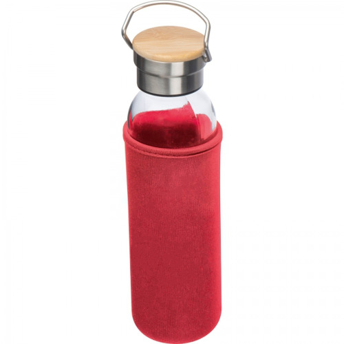 Butelka szklana z pokrowcem 600 ml RAMONA Czerwony 6318105 (2)