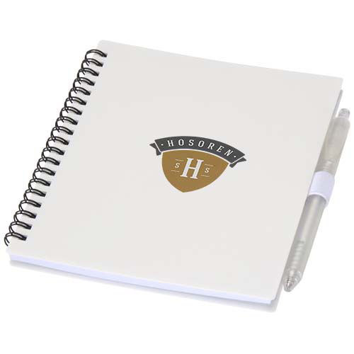 Niove zestaw notatnik w miękkiej okładce z tworzyw sztucznych pochodzących z recyklingu i długopis (niebieski tusz) Biały 10629801 (1)