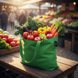Torba z bawełny z recyklingu i poliestru z recyklingu na zakupy B'RIGHT | Porter Jasnozielony