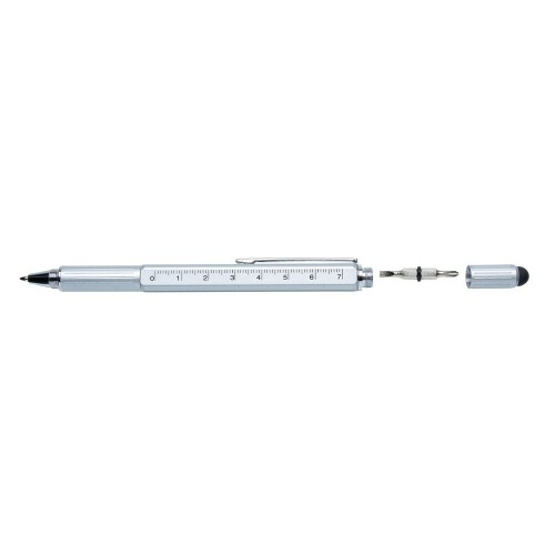 Długopis wielofunkcyjny, poziomica, śrubokręt, touch pen srebrny V1996-32 (2)