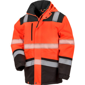 Kurtka Softshell Wodoodporna Odblaskowa - Fluorescent Orange & Black