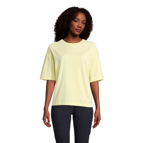 BOXY WOMEN T-SHIRT OVERSIZE Jasno Żółty S03807-LY-XS 