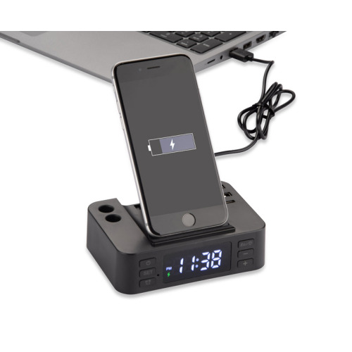 Budzik z ładowarką indukcyjną CLOCKI Czarny 09172-02 (2)
