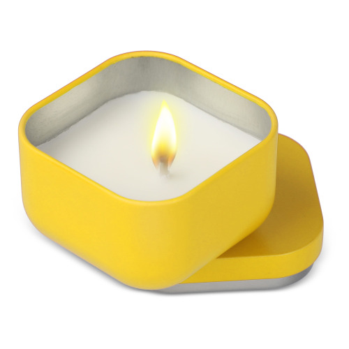 Świeca zapachowa Ananda na bazie roślin w puszce z recyklingu żółty LT90744-N0041 (1)