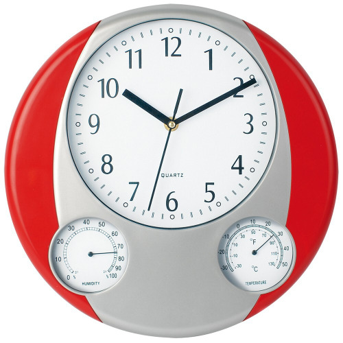 Zegar ścienny, stacja pogodowa Czerwony V3251-05 