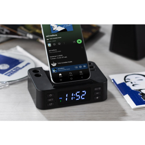 Budzik z ładowarką indukcyjną CLOCKI Czarny 09172-02 (5)