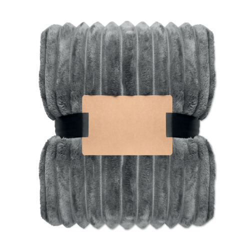 Polarowy koc w paski RPET Kamienny Szary MO3184-15 (1)