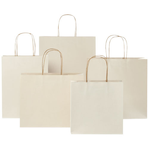 Torba papierowa z odpadów rolniczych ze skręcanymi uchwytami – 24 x 9 x 24 cm Złamana biel 1ZM00101 (7)