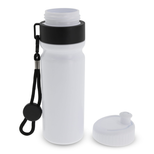 Bidon Sportowy Z Obwódka I Kolorowym Sznurkiem 750ml Biały / czarny LT98736-N0102 (2)