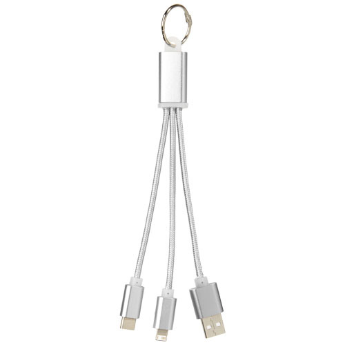 Kabel do ładowania 3w1 Metal z kółkiem na klucze Srebrny 13496101 (2)