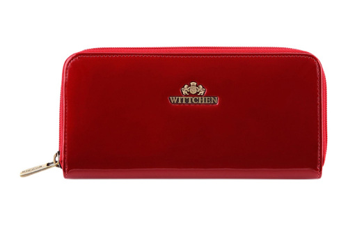 Damski portfel WITTCHEN ze skóry lakierowany na suwak Czerwony WITT25-1-393 