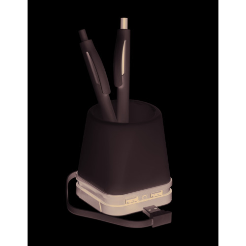 Hub USB-pojemnik na długopisy Czarny MO9317-03 (2)
