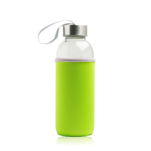 Butelka szklana 460 ml, metalowa nakrętka, neoprenowy pokrowiec / Neobottle Jasnozielony