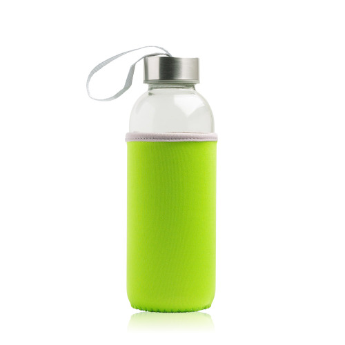 Butelka szklana 460 ml, metalowa nakrętka, neoprenowy pokrowiec / Neobottle Jasnozielony IP37052543 