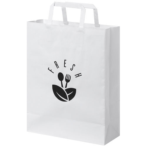 Torba z papieru Kraft z płaskimi uchwytami – 25 x 11 x 31 cm Biały 1PQ00301 