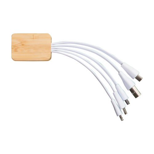 Bambusowy kabel do ładowania z plastiku z recyklingu Biały LT91194-N0001 (1)